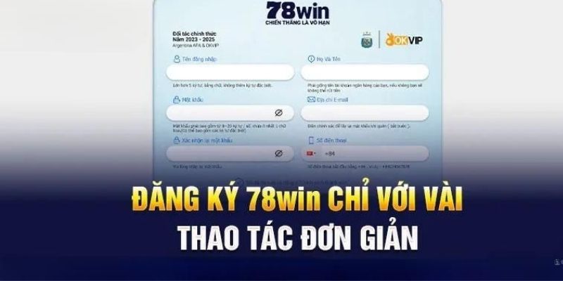 Đăng nhập 78WIN điền đúng dữ liệu 